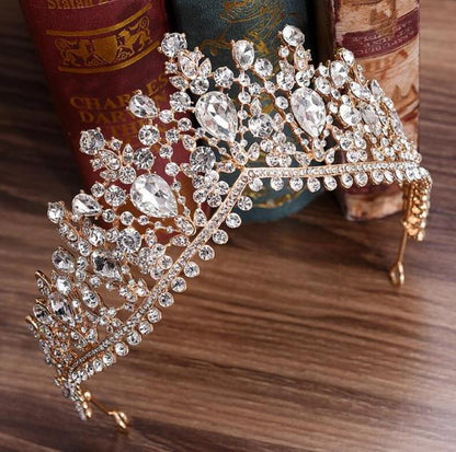 sengpan Christmas gifts for her European Red Green Crystal Big Crown Headwear Bridal Wedding Hair Accessories Jewelry Bride Tiaras Princess Crowns