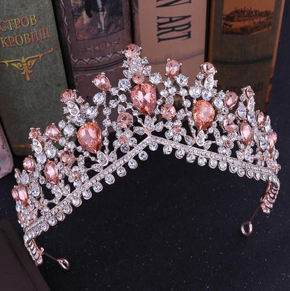 sengpan Christmas gifts for her European Red Green Crystal Big Crown Headwear Bridal Wedding Hair Accessories Jewelry Bride Tiaras Princess Crowns