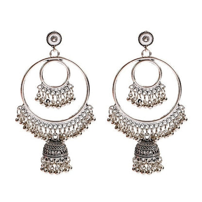 sengpan Christmas wishlist Retro Indian Jewelry Jhumka Jhumki Drop Earrings Gypsy Gold Silver Color Tassel Earrings For Women Fashion Jewelry