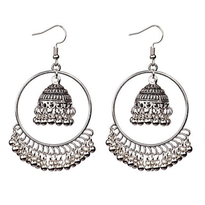 sengpan Christmas wishlist Retro Indian Jewelry Jhumka Jhumki Drop Earrings Gypsy Gold Silver Color Tassel Earrings For Women Fashion Jewelry