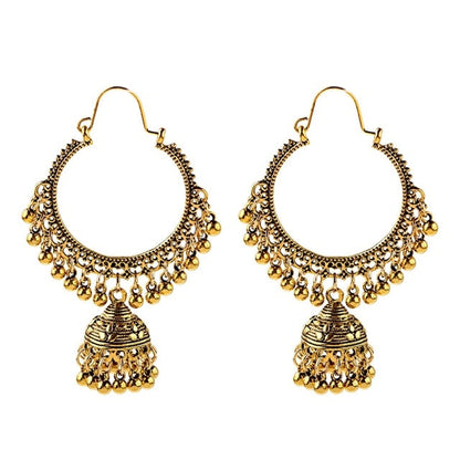 sengpan Christmas wishlist Retro Indian Jewelry Jhumka Jhumki Drop Earrings Gypsy Gold Silver Color Tassel Earrings For Women Fashion Jewelry