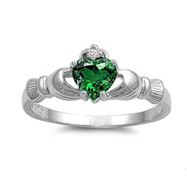 sengpan Christmas wishlist Love Heart Ring with Birthstone Silver Plated Irish Claddagh Wedding Engagement Rings for Women Best Christmas Lover Gift