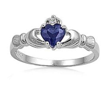 sengpan Christmas wishlist Love Heart Ring with Birthstone Silver Plated Irish Claddagh Wedding Engagement Rings for Women Best Christmas Lover Gift