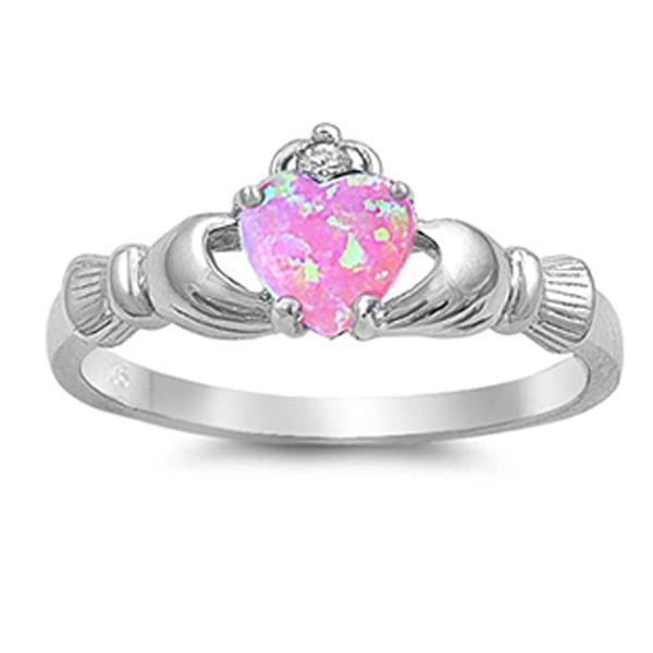 sengpan Christmas wishlist Love Heart Ring with Birthstone Silver Plated Irish Claddagh Wedding Engagement Rings for Women Best Christmas Lover Gift