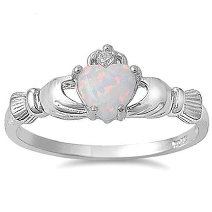 sengpan Christmas wishlist Love Heart Ring with Birthstone Silver Plated Irish Claddagh Wedding Engagement Rings for Women Best Christmas Lover Gift