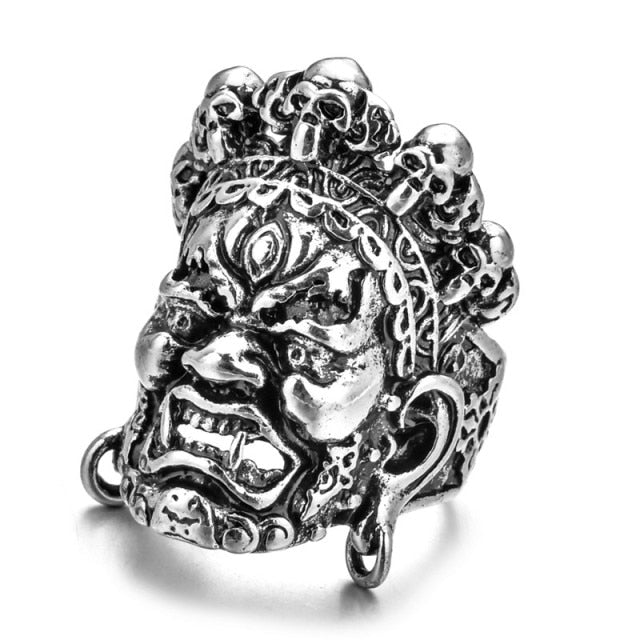 sengpan Punk Vintage Men Retro Dragon Claw Evil Eyes Rings Devil Eyeball Snake Animal Male Crystal Finger Ring Jewelry Halloween Gifts