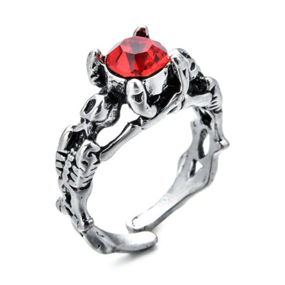 sengpan Punk Vintage Men Retro Dragon Claw Evil Eyes Rings Devil Eyeball Snake Animal Male Crystal Finger Ring Jewelry Halloween Gifts