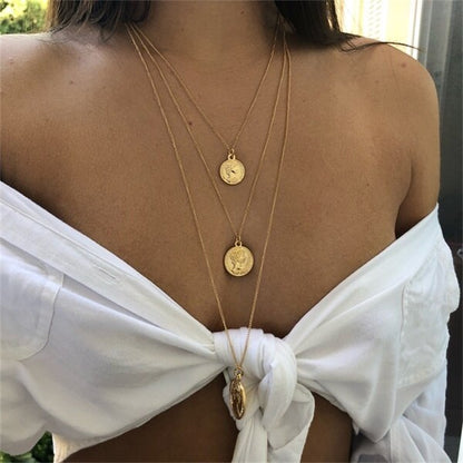 sengpan gifts for her hot sale new Bodomian Shell Chokers Necklace For Women Stainless Steel Multiple Gold Chain Charms Summer Party Gifts Jewelry New