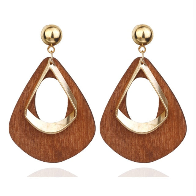 sengpan Korean Statement Black Acrylic Drop Earrings for Women Fashion Jewelry Vintage Geometric Gold Asymmetric Earring