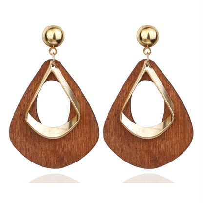 sengpan Korean Statement Black Acrylic Drop Earrings for Women Fashion Jewelry Vintage Geometric Gold Asymmetric Earring