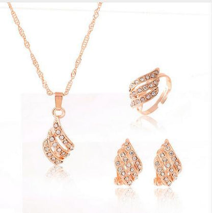 sengpan  gifts for women Amazing Price jewelry sets african bridal gold color necklace earrings Ring wedding crystal sieraden women fashion jewellery set