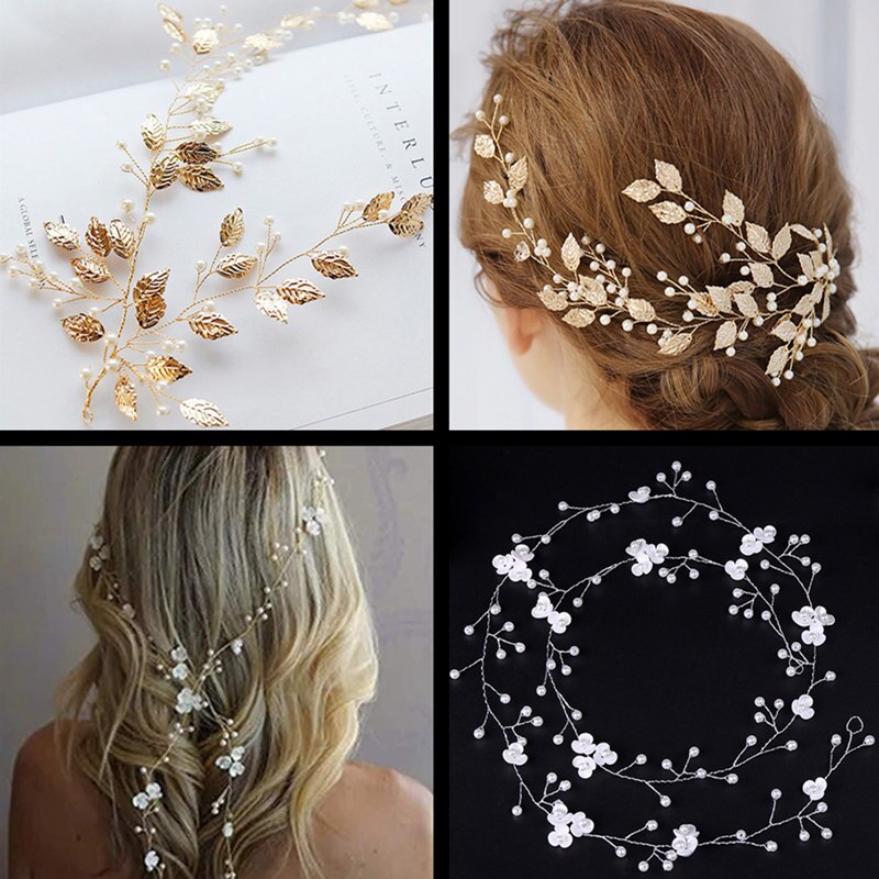 sengpan Wedding Hair Accessories Hand Woven Crystal Pearl Headband Women Girl Hair band Headwear Bridal Hairstyle Jewelry