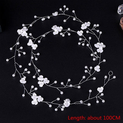 sengpan Wedding Hair Accessories Hand Woven Crystal Pearl Headband Women Girl Hair band Headwear Bridal Hairstyle Jewelry