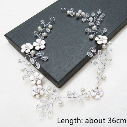 sengpan Wedding Hair Accessories Hand Woven Crystal Pearl Headband Women Girl Hair band Headwear Bridal Hairstyle Jewelry