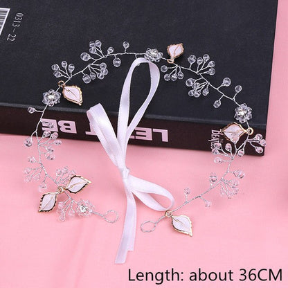 sengpan Wedding Hair Accessories Hand Woven Crystal Pearl Headband Women Girl Hair band Headwear Bridal Hairstyle Jewelry