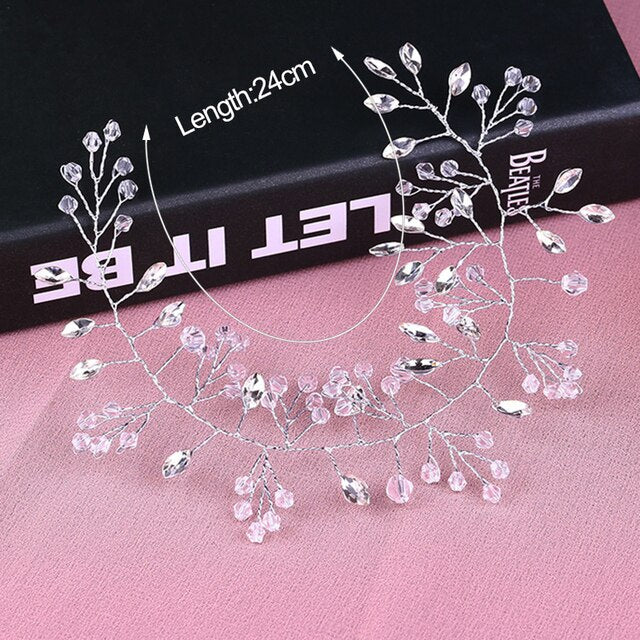 sengpan Wedding Hair Accessories Hand Woven Crystal Pearl Headband Women Girl Hair band Headwear Bridal Hairstyle Jewelry