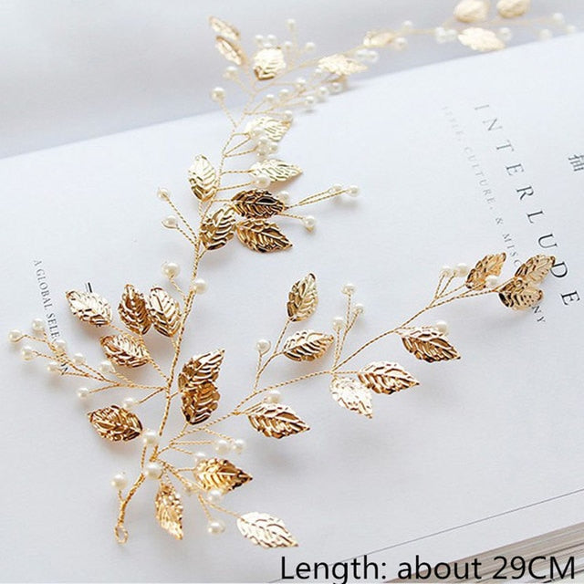 sengpan Wedding Hair Accessories Hand Woven Crystal Pearl Headband Women Girl Hair band Headwear Bridal Hairstyle Jewelry