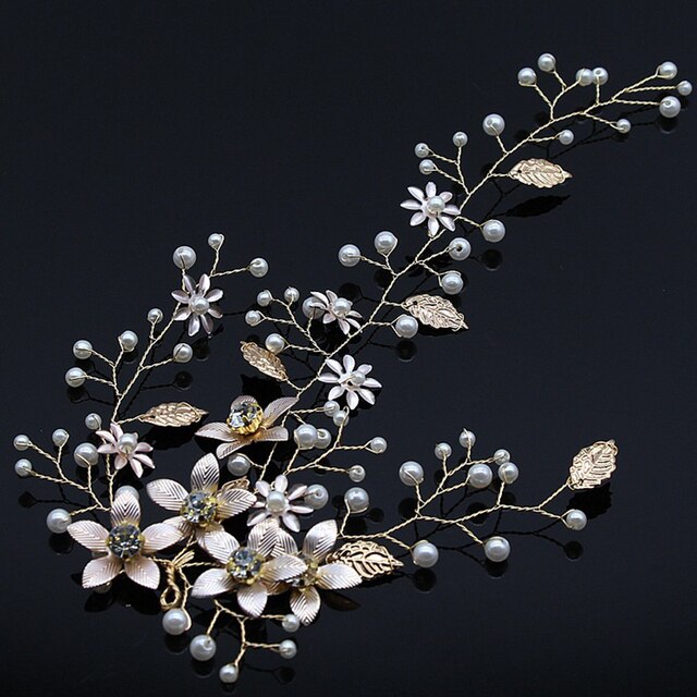 sengpan Wedding Hair Accessories Hand Woven Crystal Pearl Headband Women Girl Hair band Headwear Bridal Hairstyle Jewelry