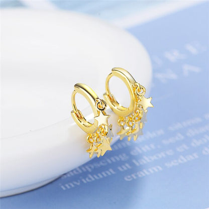 sengpan New Lovely Earring For Women Girls Bead Star Tassel Earrings Gold Silver Color Small Huggie Hoop Earring Oorbellen Gifts