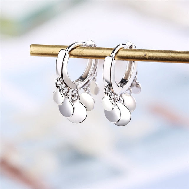 sengpan New Lovely Earring For Women Girls Bead Star Tassel Earrings Gold Silver Color Small Huggie Hoop Earring Oorbellen Gifts