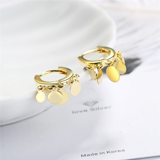 sengpan New Lovely Earring For Women Girls Bead Star Tassel Earrings Gold Silver Color Small Huggie Hoop Earring Oorbellen Gifts