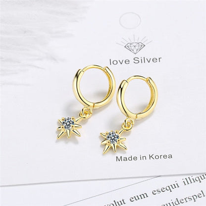 sengpan New Lovely Earring For Women Girls Bead Star Tassel Earrings Gold Silver Color Small Huggie Hoop Earring Oorbellen Gifts