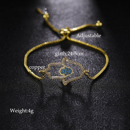 sengpan  Gold/Rose Gold Adjustable Chains Bracelets Greek Evil Eye Of Fatima Hamsa Hand Bracelets For Women Men