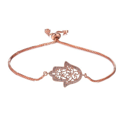 sengpan  Gold/Rose Gold Adjustable Chains Bracelets Greek Evil Eye Of Fatima Hamsa Hand Bracelets For Women Men