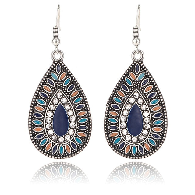 sengpan Christmas gifts ideas Bohemian Water Drop Earrings For Women Ethnic Vintage Long Resin Handmade Hanging Earring Female Indian Jewelry Bridal Gifts