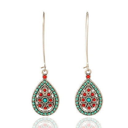 sengpan Christmas gifts ideas Bohemian Water Drop Earrings For Women Ethnic Vintage Long Resin Handmade Hanging Earring Female Indian Jewelry Bridal Gifts