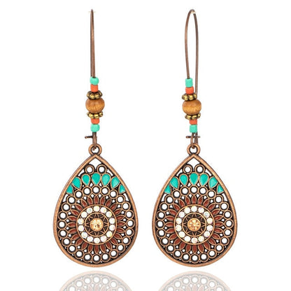 sengpan Christmas gifts ideas Bohemian Water Drop Earrings For Women Ethnic Vintage Long Resin Handmade Hanging Earring Female Indian Jewelry Bridal Gifts