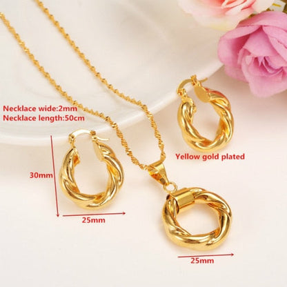 sengpan Christmas gifts ideas Dubai Gold Ethiopian Necklace Earrings African Sets Gold Jewellery For Israel Sudan Arab Middle East Women