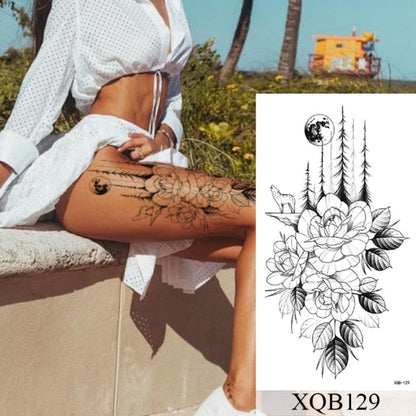 sengpan Waterproof Temporary Tattoo Sticker Flower Rose Flash Tattoos Lalash Tattoos Snake Lion Body Art Arm Fake Sleeve Tatoo Women