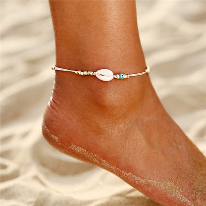 sengpan Bohemian Colorful Turkish Eyes Anklets for Women Gold Color Beads Summer Ocean Beach Ankle Bracelet Foot Leg Jewelry