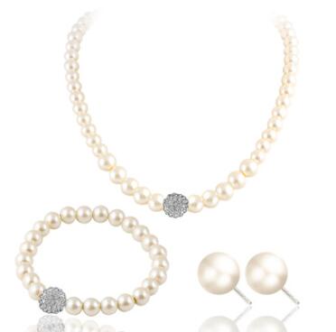 sengpan Pearl Jewelry Set Simulated Pearl Double Layer Women Earrings Necklace Bracelet Sets for Wedding N271