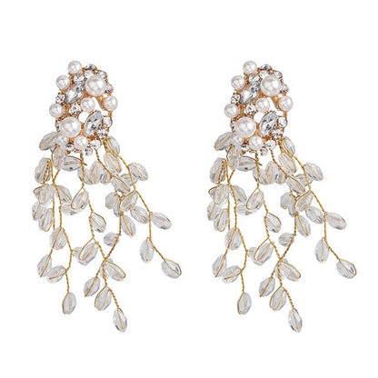 sengpan Christmas gifts ideas za Fashion Boho Crystal Earrings For Women New Rhinestone Statement Pearl Drop Earrings Bijoux Wholesale