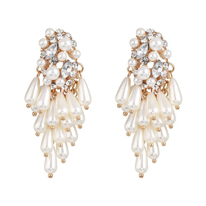 sengpan Christmas gifts ideas za Fashion Boho Crystal Earrings For Women New Rhinestone Statement Pearl Drop Earrings Bijoux Wholesale