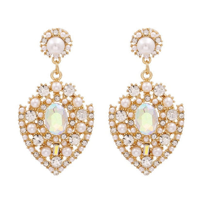 sengpan Christmas gifts ideas za Fashion Boho Crystal Earrings For Women New Rhinestone Statement Pearl Drop Earrings Bijoux Wholesale