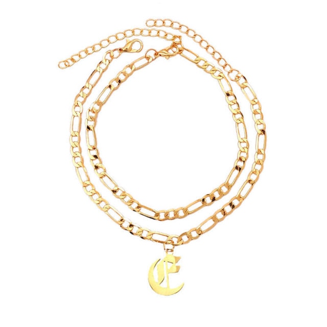 sengpan A-Z Letter Initial Anklets Bracelet For Women Gold Color Alphabet Anklet Boho Summer Beach Barefoot Foot Jewelry Gift