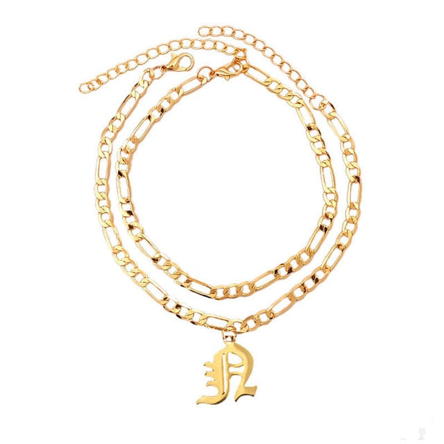 sengpan A-Z Letter Initial Anklets Bracelet For Women Gold Color Alphabet Anklet Boho Summer Beach Barefoot Foot Jewelry Gift