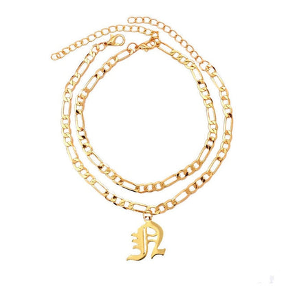 sengpan A-Z Letter Initial Anklets Bracelet For Women Gold Color Alphabet Anklet Boho Summer Beach Barefoot Foot Jewelry Gift