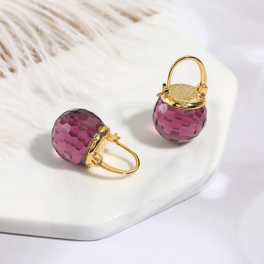 sengpan Vanssey Luxury Fashion Jewelry Purple Austrian Crystal Ball Heart Drop Earrings Wedding Party Accessories for Women New