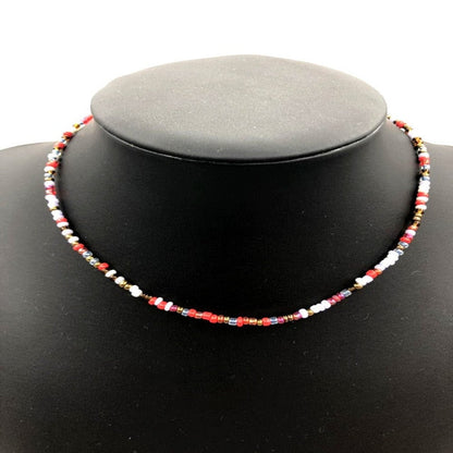 sengpan Simple Pearl Seed Beads Strand Necklace Women String Beaded Short Choker Necklace Jewelry Choker Necklace Summer Beach Boho Gift