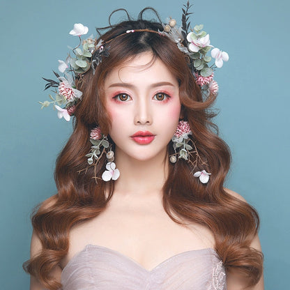 sengpan Imitation flower hoop fairy garland Earrings Set beach party women headwear Bride