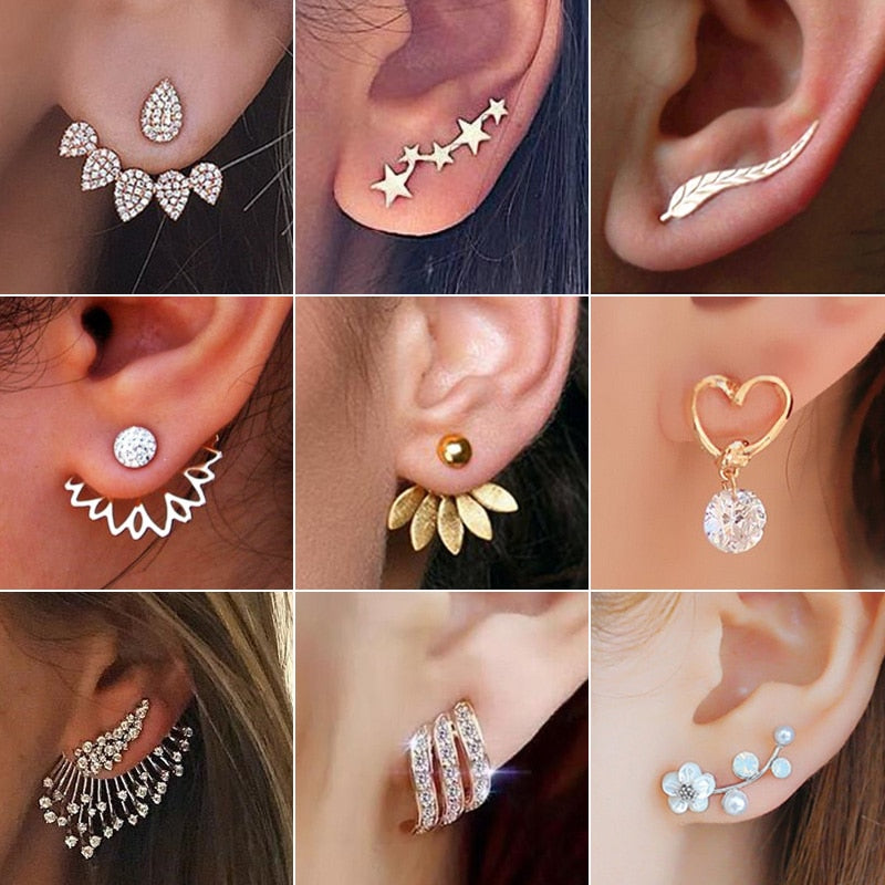 sengpan gifts for women  New Fashion Simulated Pearls Pendient  Angel Wings Leaf Feather Flowers Stud Earrings For Women Wedding Jewelry