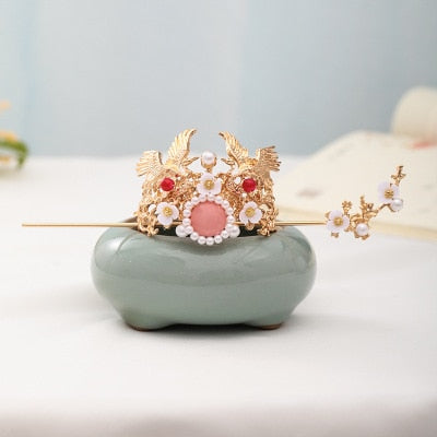 sengpan Luxury Fashion Bride Chinese style pearl tassel hairpin haircomb earrings set Xiuhe clothing headdress Hanfu accessories Jewelry