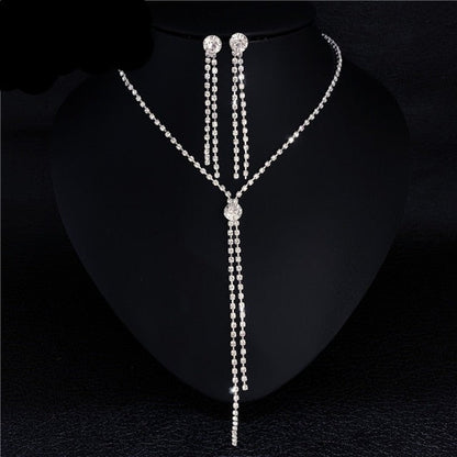 sengpan Long Tassel Wedding Jewelry Sets AB Color Crystal Necklace Earrings set Gifts for Women Dating Party Dresses Accessories