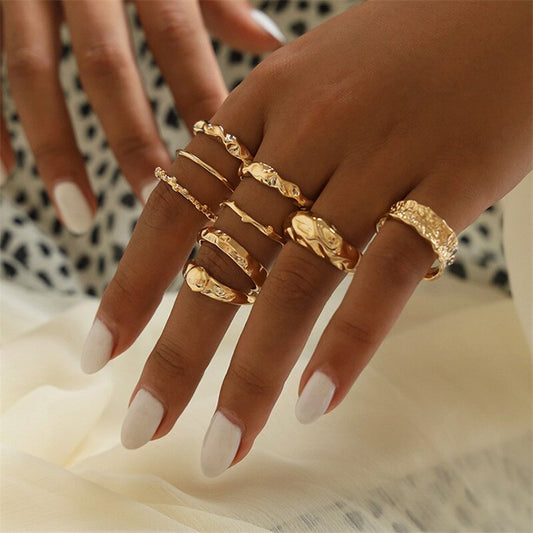 sengpan gifts for women 9Pcs/Set Gothic Metal Knuckle Rings For Women Irregular Geometric Ring Vintage Women Party Jewelry Gift