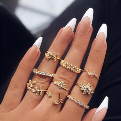 sengpan gifts for women 9Pcs/Set Gothic Metal Knuckle Rings For Women Irregular Geometric Ring Vintage Women Party Jewelry Gift