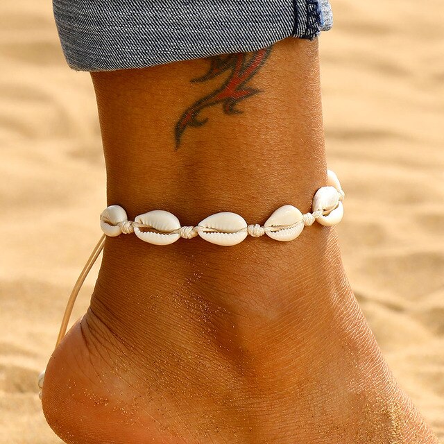 sengpan Bohemian Shell Anklets For Women Bohemian Ankle strap Beach Jewelry Summer Beach Barefoot Bracelet Ankle On Leg